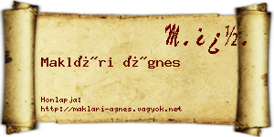 Maklári Ágnes névjegykártya