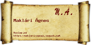 Maklári Ágnes névjegykártya